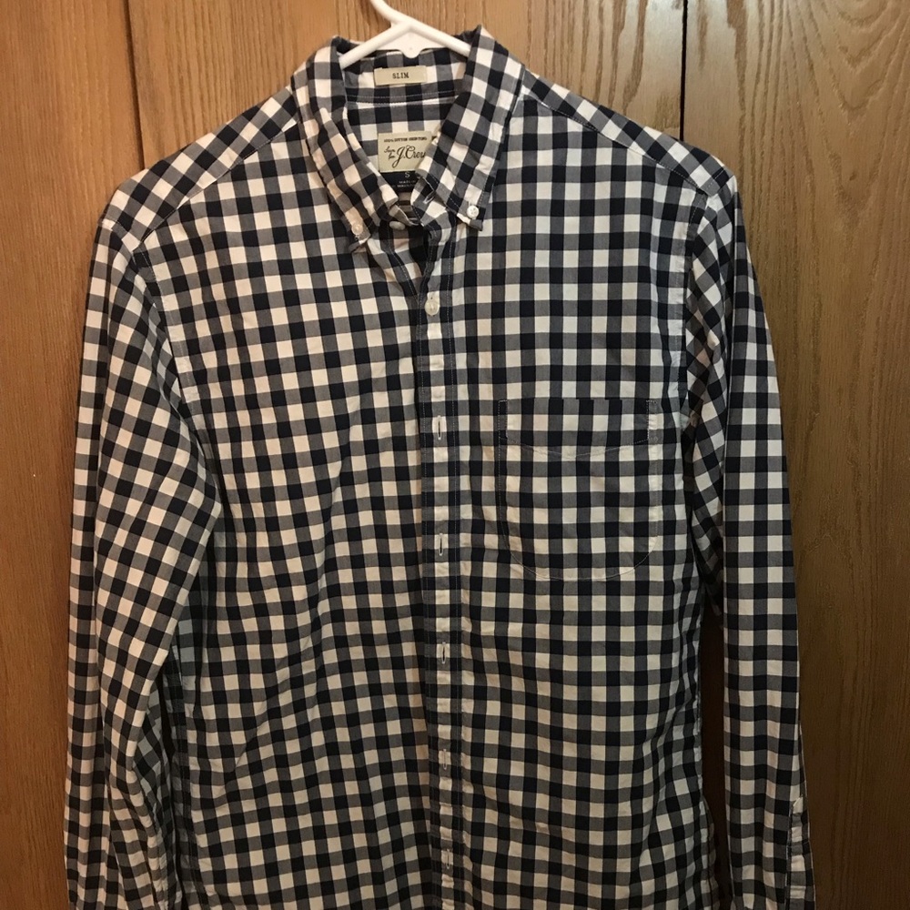 J Crew Long Sleeve Button Down Blue Checker